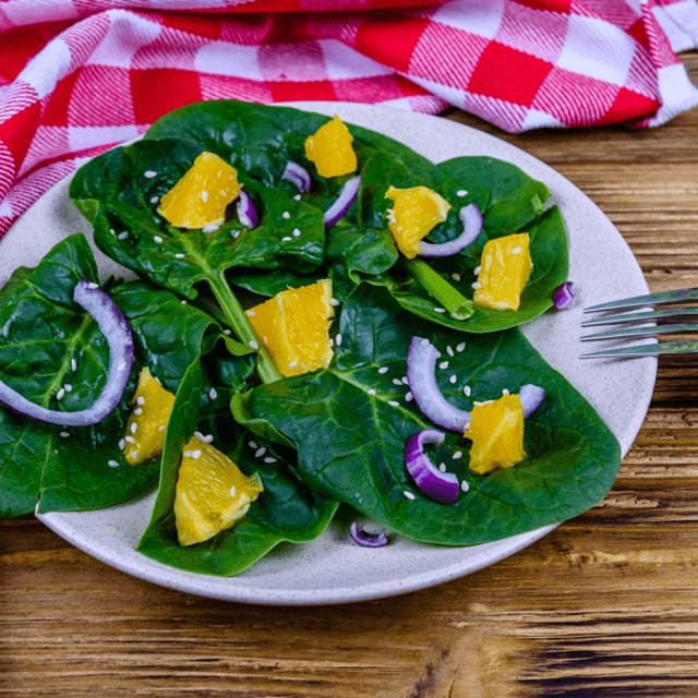 Baby spinach salad.