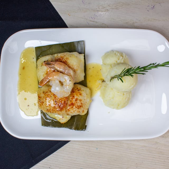 Grilled fish fillet.