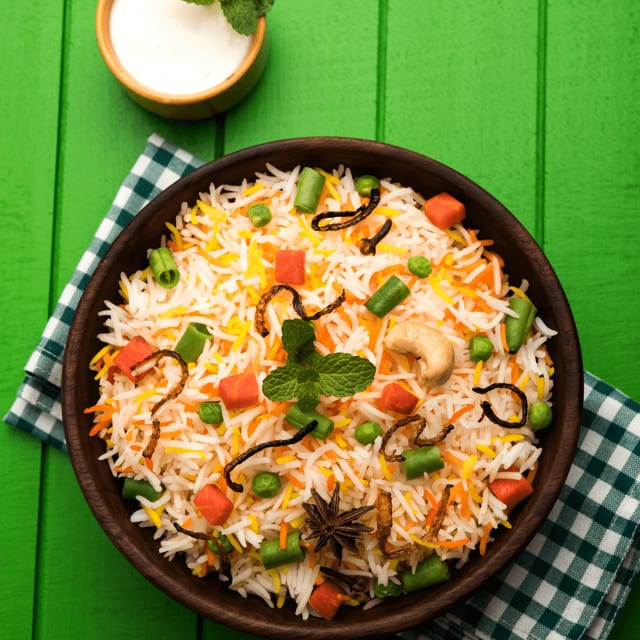 Rice with vegetables.