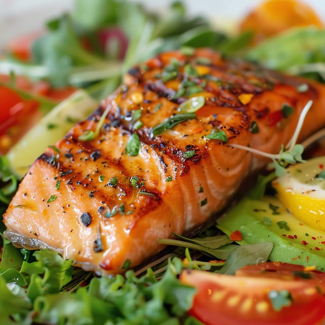 Grilled salmon.